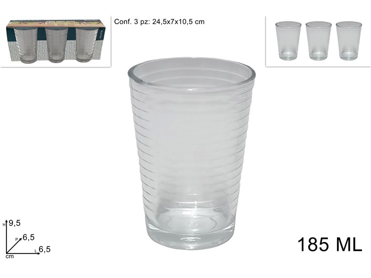 BICCHIERI VETRO RIGA SET Pz.3 RYG6061/3W - Everyday > Tavola > Tazze E Bicchieri - Ingrosso B2B Magazzini Scatigna