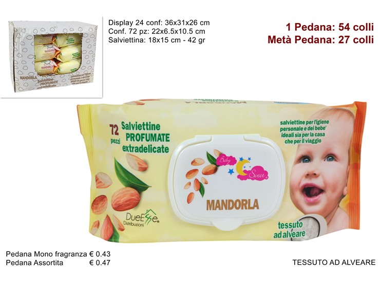 SALVIETTINE DETERG.MANDORLA Pz72 1520/AL - Everyday > Cura Personale > Igiene E Detersione - Ingrosso B2B Magazzini Scatigna