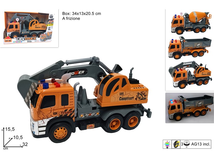 CAMION DA LAVORO 3AS.C/LUCE 1189-41/42 - Giocattoli > Veicoli > Da Lavoro - Ingrosso B2B Magazzini Scatigna