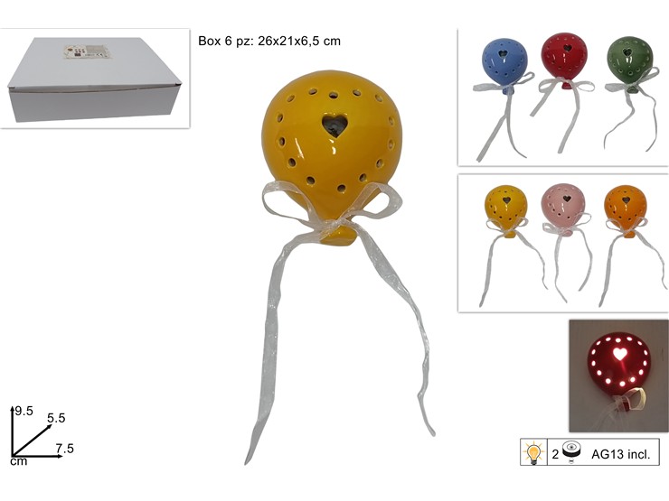 PALLONCINO CERAMICA C/LUCE 6COL.22999 - Articoli Regalo > Mini - Ingrosso B2B Magazzini Scatigna