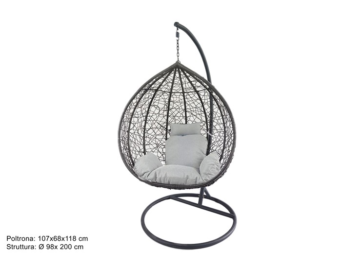 POLTRONA DONDOLO GRIGIO  TX180062XL-GREY - Summer > Arredo E Attrezzature Da Esterno > Dondoli Poltrone E Coperture - Ingrosso B2B Magazzini Scatigna