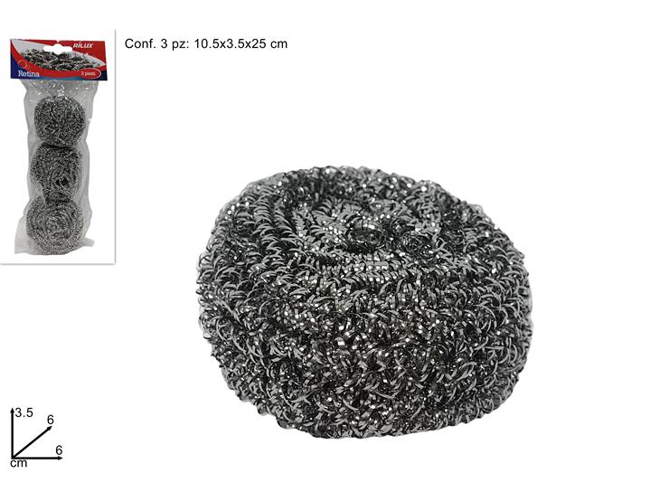 RETINA SPIRALE IN ACCIAIO SET Pz.3 SPONG - Pulizia > Guanti Secchi E Spugne > Spugne - Ingrosso B2B Magazzini Scatigna
