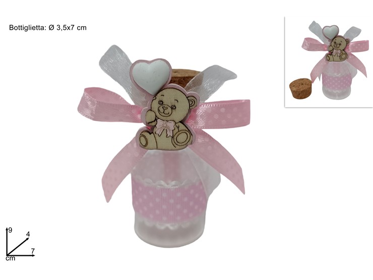 BOTTIGL.VETRO H.7 Cm.3 RIC.NASC.BIMBA471 - Eventi > Nascite > Portaconfetti - Ingrosso B2B Magazzini Scatigna