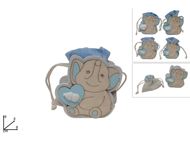 SACCHET.ELEFAN.C/CUORE RIC.BIMBO 1730/31 - Eventi > Nascite > Portaconfetti - Ingrosso B2B Magazzini Scatigna