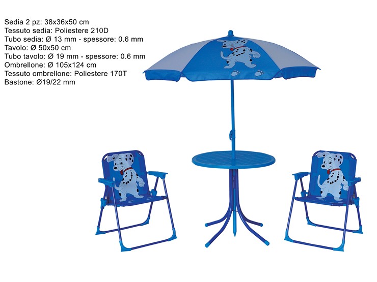 SET BIMBI DEC.DALMATA Pz.4 SYS056 - Summer > Arredo E Attrezzature Da Esterno > Set Da Esterno - Ingrosso B2B Magazzini Scatigna