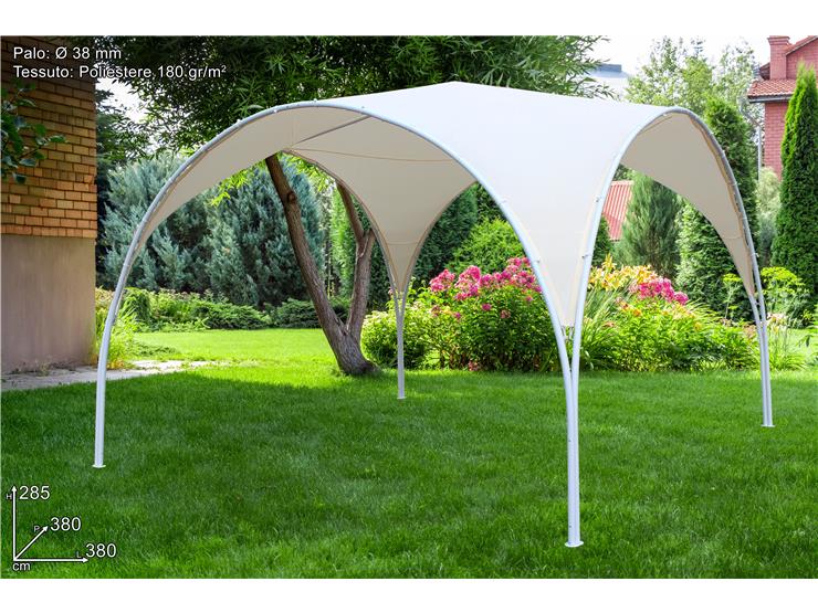 GAZEBO ARCO TESS.CREMA TUB.BIANC.3.83.8 - Summer > Arredo E Attrezzature Da Esterno > Gazebo - Ingrosso B2B Magazzini Scatigna