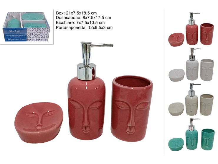 SET BAGNO CERAM.C/VISO Pz.3 4COL.23116 3 - Everyday > Bagno > Organizzazione Bagno - Ingrosso B2B Magazzini Scatigna