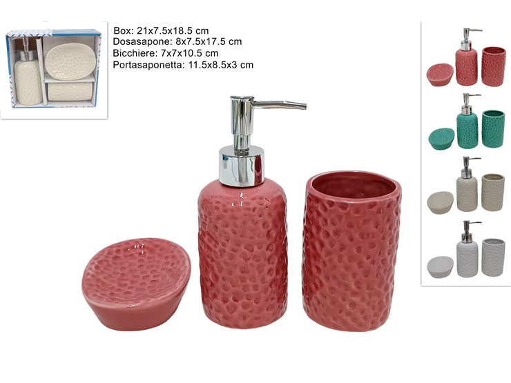 SET BAGNO CERAM.BOLLE Pz.3 4COL.23117 3S - Everyday > Bagno > Organizzazione Bagno - Ingrosso B2B Magazzini Scatigna
