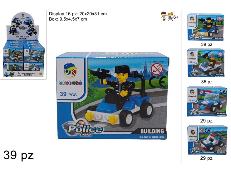 COSTRUZ.AUTO POLIZIA 4ASS.Pz.16 418012DT - Giocattoli > Costruzioni > In Box - Ingrosso B2B Magazzini Scatigna