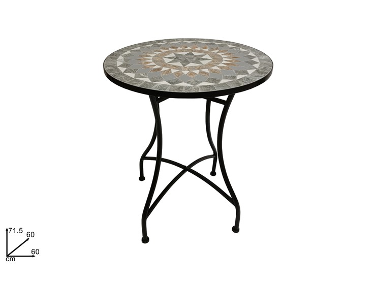 TAVOLO TONDO FERRO BATTUTO C/ROMBI GRIGI - Summer > Arredo E Attrezzature Da Esterno > Set Da Esterno - Ingrosso B2B Magazzini Scatigna