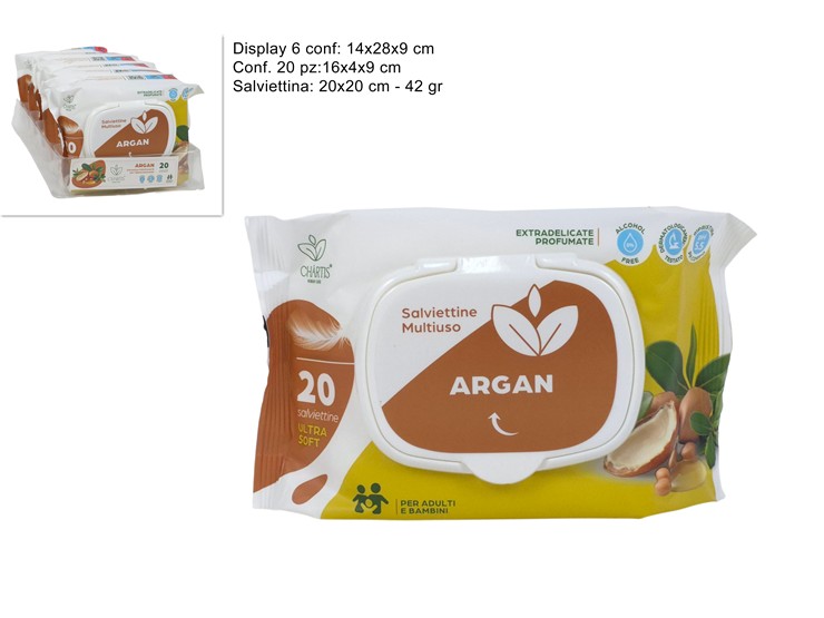 SALVIET.DETERG.ARGAN Pz.20 Gr.42 SY2020- - Everyday > Cura Personale > Igiene E Detersione - Ingrosso B2B Magazzini Scatigna