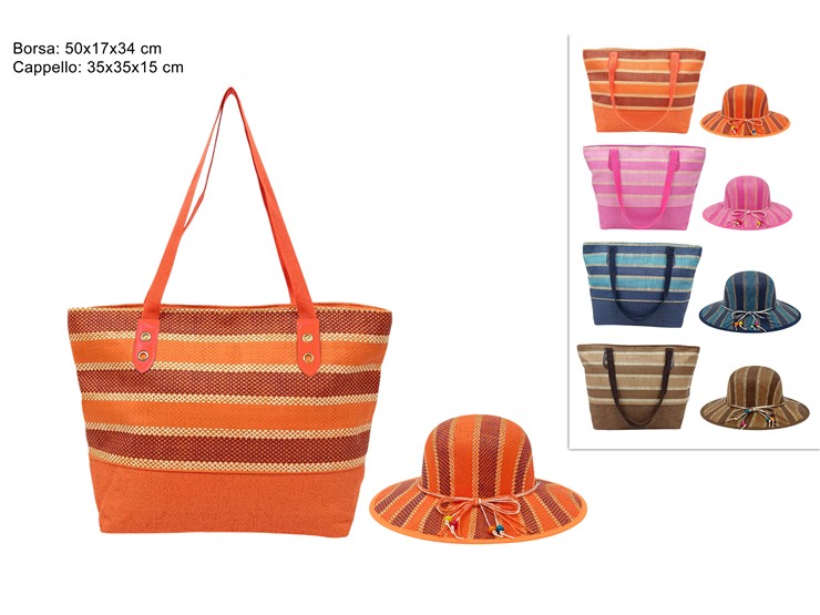 BORSACAPPELLO MARE PAGLIA FASCE 2025317 - Summer > Borse E Accessori Da Spiaggia > Borse Mare - Ingrosso B2B Magazzini Scatigna