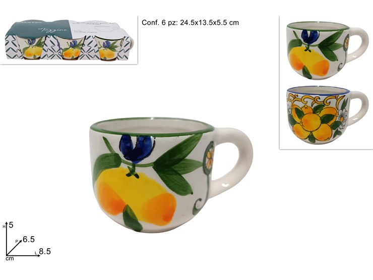 TAZZINE C/LIMONI SET Pz.6 2ASS.QS29210AB - Everyday > Tavola > Tazze E Bicchieri - Ingrosso B2B Magazzini Scatigna