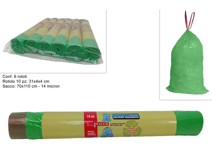 SACCHI RIFIUTI LEGAFAC.VERDE  70110 14M - Pulizia > Raccolta Rifiuti > Sacchi Pattumiere - Ingrosso B2B Magazzini Scatigna