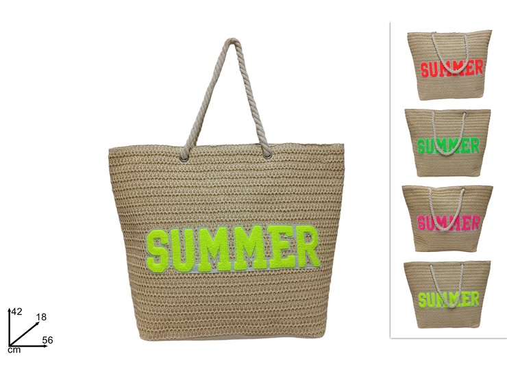 BORSA MARE PAGLIA CARTA INTR.SUMMER CB03 - Summer > Borse E Accessori Da Spiaggia > Borse Mare - Ingrosso B2B Magazzini Scatigna