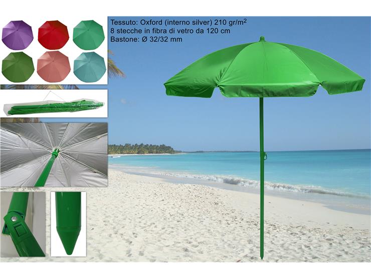 OMBRELLONE 120/8COL.INT.SIL32/32 COL.TEN - Summer > Spiaggia Campeggio > Spiaggia - Ingrosso B2B Magazzini Scatigna