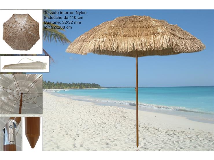 OMBRELLONE PAGLIA 110/8K 32/32 ZYST03 - Summer > Spiaggia Campeggio > Spiaggia - Ingrosso B2B Magazzini Scatigna