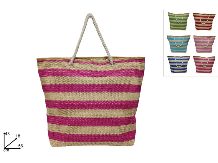 BORSA MARE C/PAGLIA INTREC.MAN.CORDA 6C. - Summer > Borse E Accessori Da Spiaggia > Borse Mare - Ingrosso B2B Magazzini Scatigna