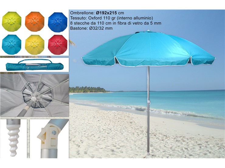 OMBREL.110/8K 32/32 FIB.VET.ALL.ANTIV.SI - Summer > Spiaggia Campeggio > Spiaggia - Ingrosso B2B Magazzini Scatigna