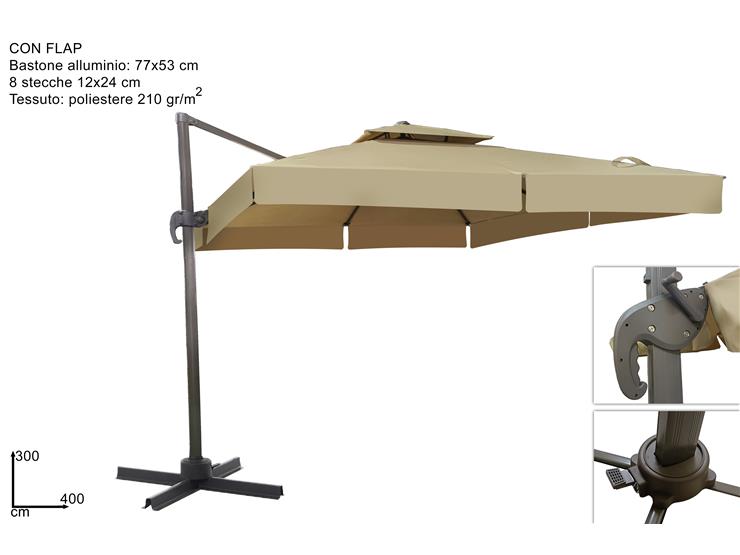 OMBRELLONE BRACCIO 34 DOP.TETTO BEIGE S - Summer > Arredo E Attrezzature Da Esterno > Ombrelloni Braccio - Ingrosso B2B Magazzini Scatigna