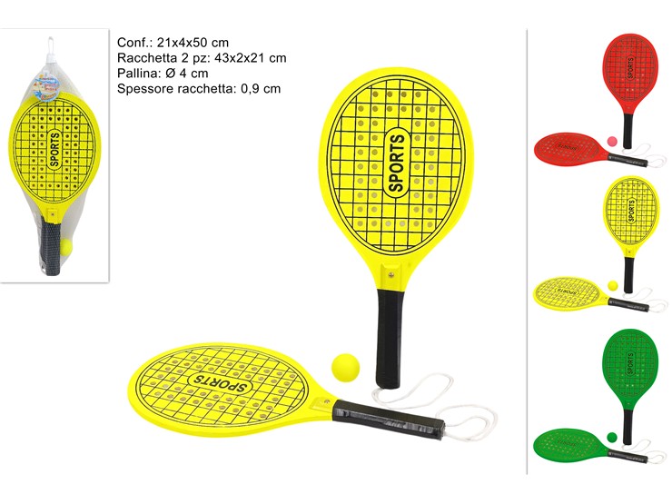 RACCHETTONI LEGNO COL.C/PALL.3C.922FL - Summer > Tempo Libero E Giochi > Giochi Mare - Ingrosso B2B Magazzini Scatigna