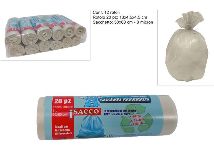 SACCHETTI RIFIUT.BEIGE Pz.20 5060 8MIC1 - Pulizia > Raccolta Rifiuti > Sacchi Pattumiere - Ingrosso B2B Magazzini Scatigna
