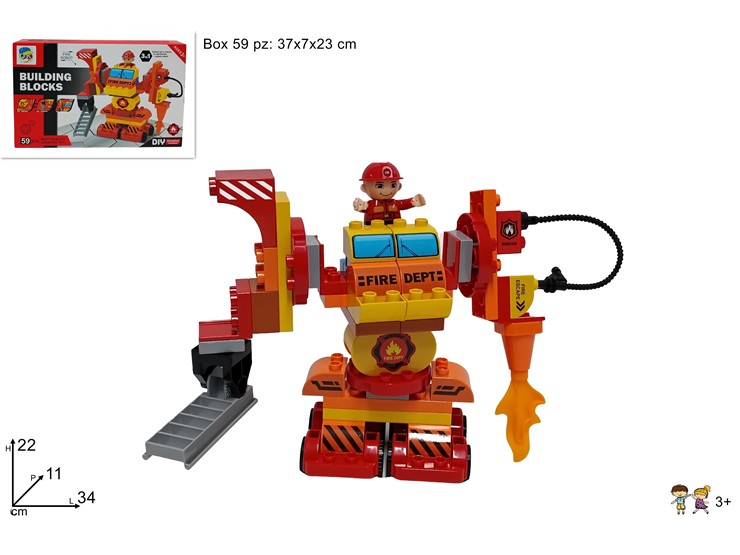 COSTRUZIONI POMPIERI JN000154 - Giocattoli > Giocattoli Mestieri > Attrezzi Lavoro - Ingrosso B2B Magazzini Scatigna