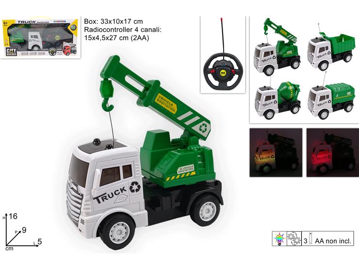 MEZZI ECOLOGICI RADIOCONT.4CAN.4AS.00162 - Giocattoli > Veicoli > Da Lavoro - Ingrosso B2B Magazzini Scatigna