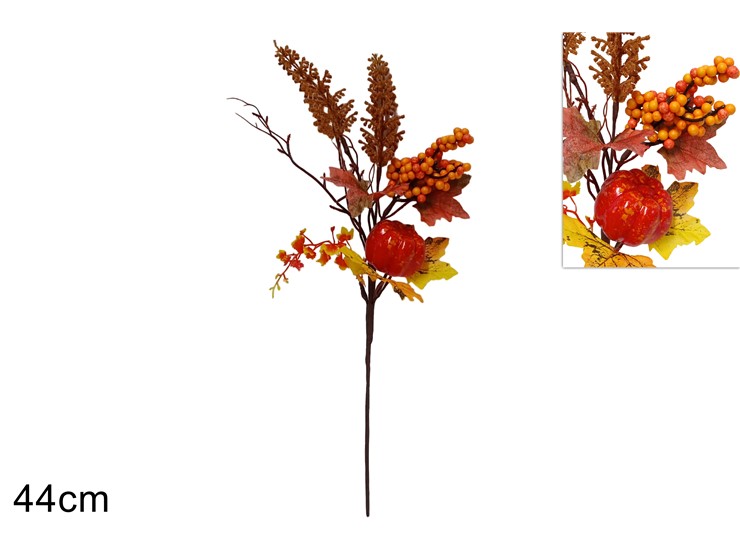 SPILLONE ZUCCA E BACCHE Cm.44 XY21-055 - Everyday > Complementi Arredo > Autunno - Ingrosso B2B Magazzini Scatigna