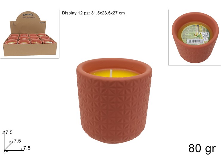 CITRONELLA VASETTO MARRONE Gr80 60182026 - Summer > Citronella E Fiaccole > Citronella - Ingrosso B2B Magazzini Scatigna