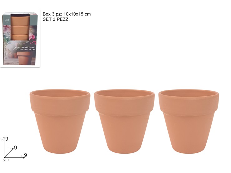 VASI TERRACOTTA 99 SET Pz3 BOX HC134612 - Giardino E Giardinaggio > Vasi > Vasi Terraccotta - Ingrosso B2B Magazzini Scatigna
