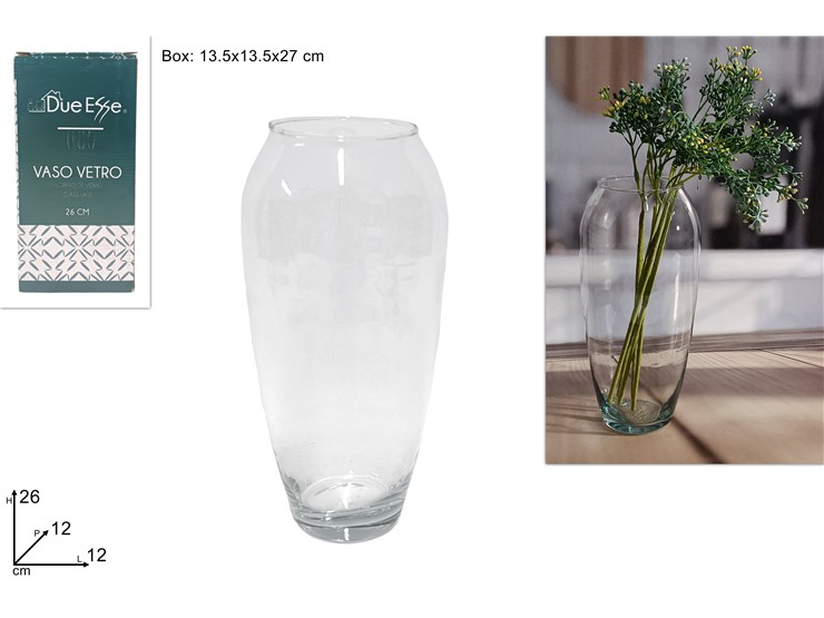 VASO VETRO FIDELIS Cm.26 LK03/26  - Everyday > Complementi Arredo > Vasi - Ingrosso B2B Magazzini Scatigna