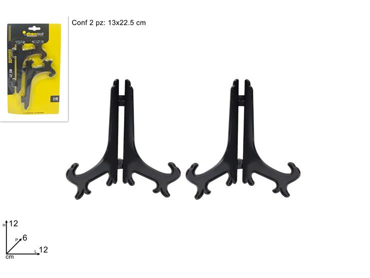 SUPPORTI NERI Cm.12 Pz.2 Art.2024020 - Ferramenta Utensili > Varie > Supporti Acrilici - Ingrosso B2B Magazzini Scatigna