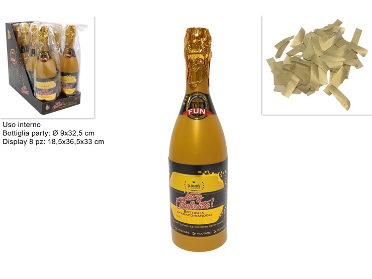 BOTTIGLIA PARTY CORIANDOLI ORO - Eventi > Compleanno > Cannoni - Ingrosso B2B Magazzini Scatigna