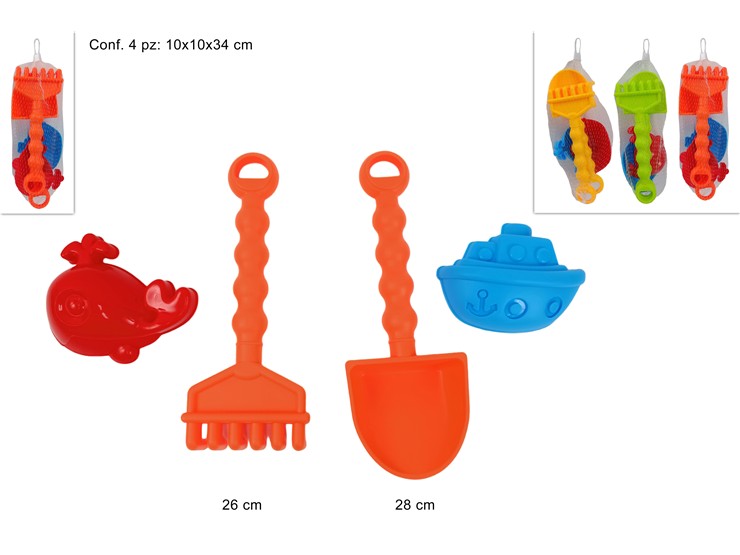 ATTREZZI GIOCO MARE SET Pz.4 3ASS.000728 - Summer > Tempo Libero E Giochi > Giochi Mare - Ingrosso B2B Magazzini Scatigna
