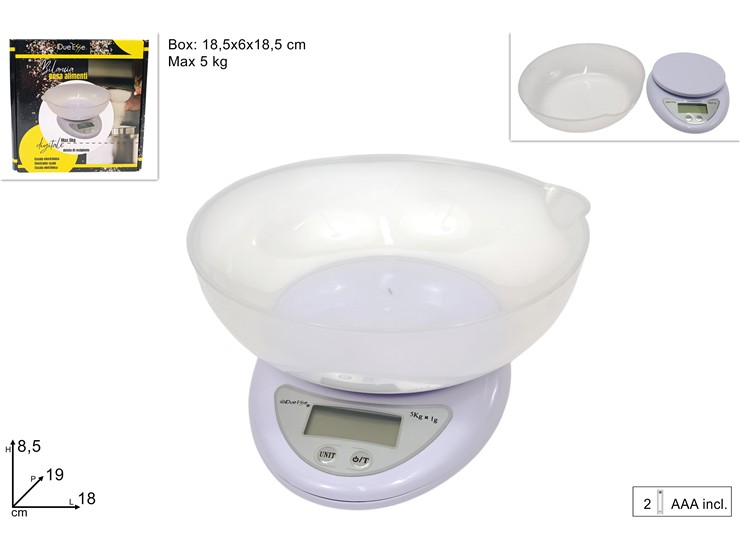 BILANCIA DIGITALE C/COPPETTA MAX Kg.5 05 - Elettrodomestici > Bilance Cucina - Ingrosso B2B Magazzini Scatigna