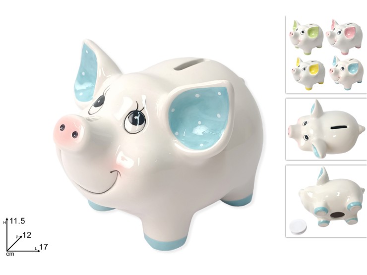 SALVADANAIO MAIALINO H Cm17 4COL.25910-1 - Everyday > Everyday > Accessori Per La Casa - Ingrosso B2B Magazzini Scatigna