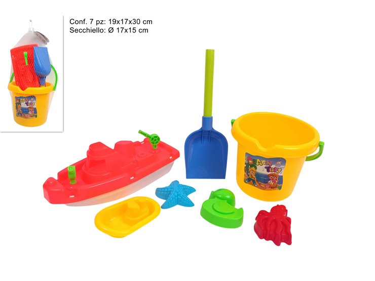 SECCHIELLO MARE  Cm.17 C/BARCA Pz.7 302 - Summer > Tempo Libero E Giochi > Giochi Mare - Ingrosso B2B Magazzini Scatigna