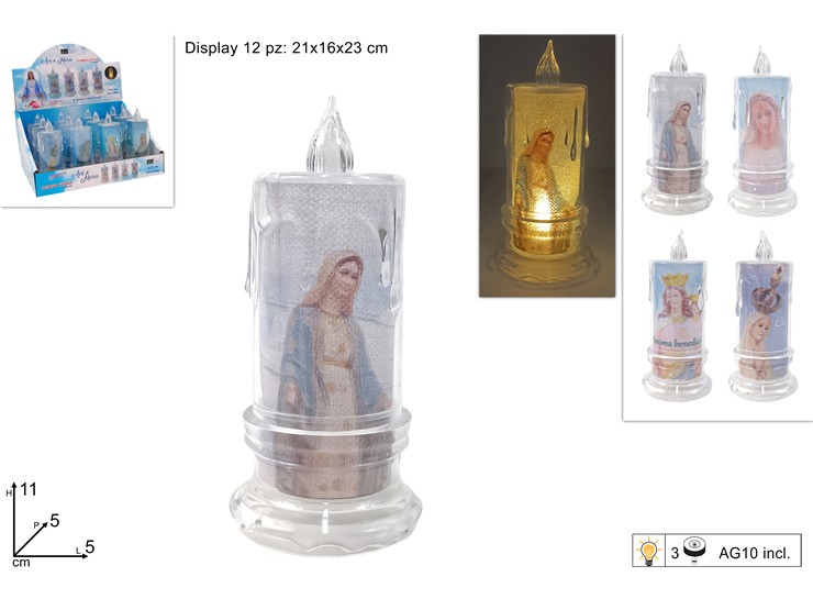 CANDELA 5X11CM MADONNA LED BIANCO CALDO - Everyday > Religiosi > Lumini Batteria - Ingrosso B2B Magazzini Scatigna