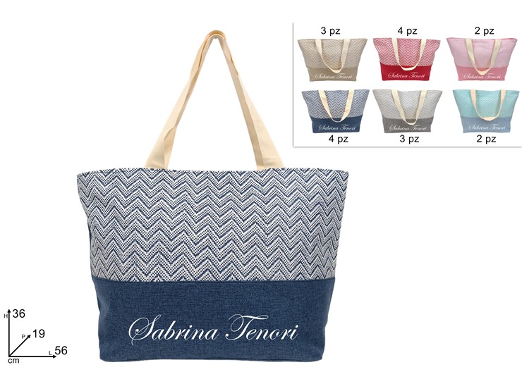 BORSA MARE FANT.ZIG ZAG 6COL.SL24ST-CB1 - Summer > Borse E Accessori Da Spiaggia > Borse Mare - Ingrosso B2B Magazzini Scatigna