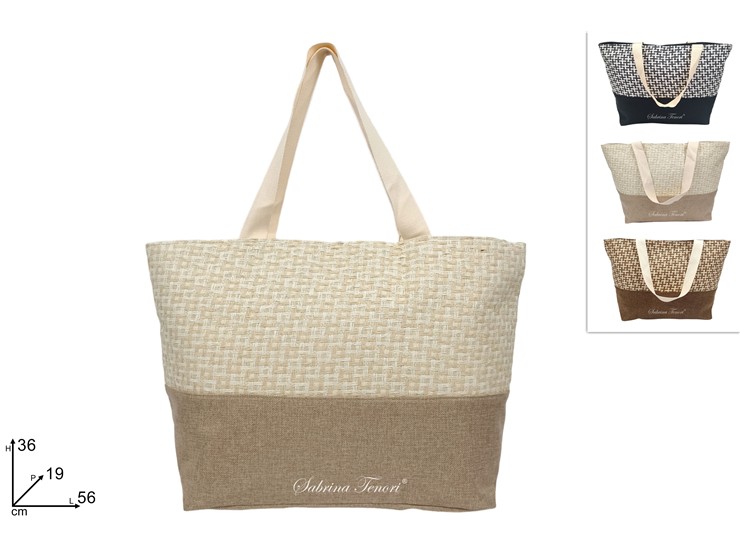 BORSA MARE FANT.INTRECCIO 3COL.SL24STCB2 - Summer > Borse E Accessori Da Spiaggia > Borse Mare - Ingrosso B2B Magazzini Scatigna