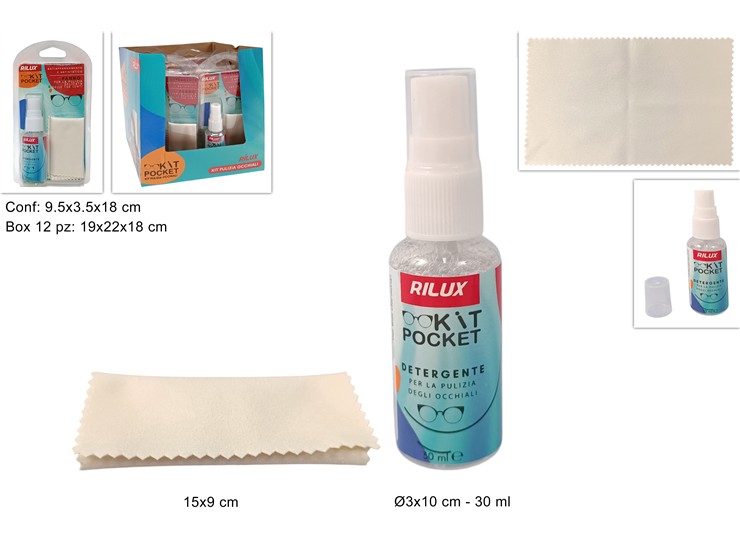 KIT PULISCI OCCHIALI SPRAU 30ML C/PANNO - Detersivi Saponi E Ambiente > Pulisci Occhiali - Ingrosso B2B Magazzini Scatigna