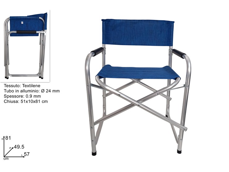 SEDIA REGISTA TEXT.TUBO ALLUM.BLU' 24mm - Summer > Arredo E Attrezzature Da Esterno > Sdraio Lettini - Ingrosso B2B Magazzini Scatigna