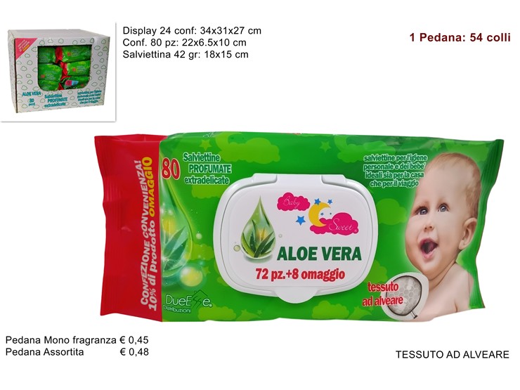 SALVIETTINE DETERG.ALOE VERA Pz.80 42GR. - Everyday > Cura Personale > Igiene E Detersione - Ingrosso B2B Magazzini Scatigna