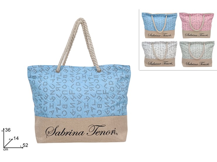 BORSA MARE FANT.LETTERE C/MAN.CORDA 2503 - Summer > Borse E Accessori Da Spiaggia > Borse Mare - Ingrosso B2B Magazzini Scatigna
