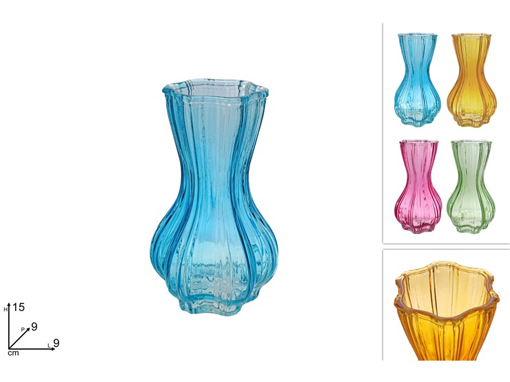 VASO VETRO 4COLORI Cm.15 DY23858S/4COL - Everyday > Complementi Arredo > Vasi - Ingrosso B2B Magazzini Scatigna