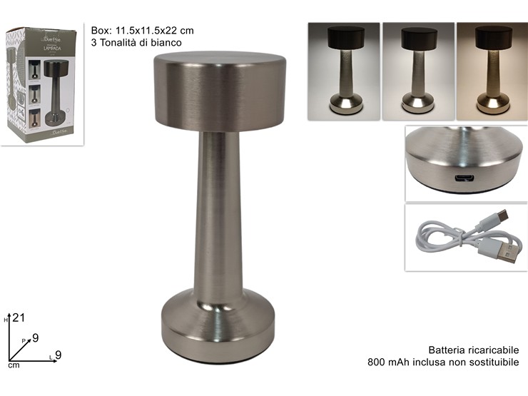 LAMPADA MET.RIC.3TON.BIANCO ACCIAIO73658 - Everyday > Complementi Arredo > Illuminazione - Ingrosso B2B Magazzini Scatigna