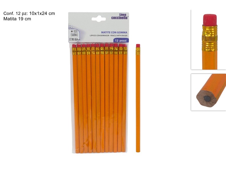 MATITE CON GOMMA SET Pz.12 MS8813 - Scuola Ufficio > Cancelleria > Matite - Ingrosso B2B Magazzini Scatigna
