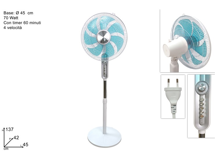 VENTILAT.PIANTANA BIANCO/SILV.Cm45 70WAT - Elettrodomestici > Ventilatori - Ingrosso B2B Magazzini Scatigna