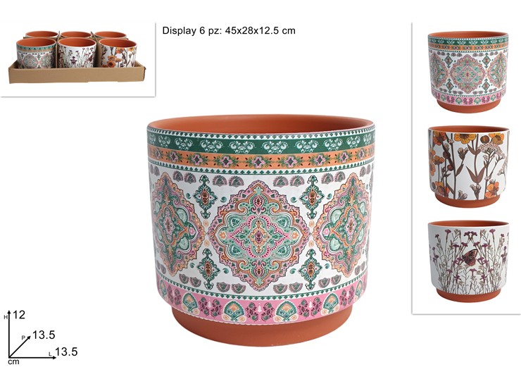 VASO DECORATO Cm.1412 3ASS.8073C-1566/8 - Everyday > Complementi Arredo > Vasi - Ingrosso B2B Magazzini Scatigna